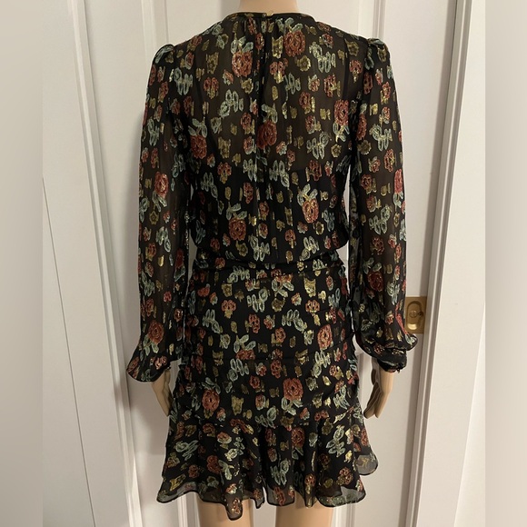Veronica beard tinsel floral long sleeve dress - Picture 3 of 3